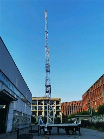 Célula na roda montada em reboque Torre de implantação rápida móvel de comunicação